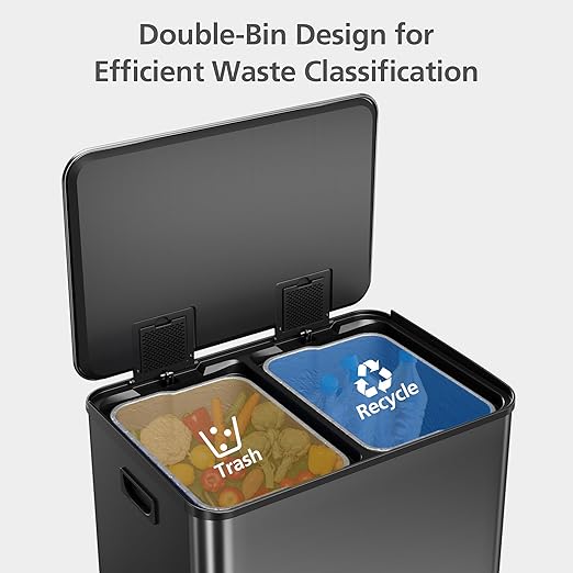 GarveeHome 60L/16 Gal Kitchen Trash Can, 2×8 Gal Pedal Trash Bin - Image 5