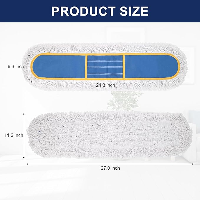 KeFanta 24" Commercial Dust Mop Replacement Heads, Reusable Industrial Dust Mop - Image 3