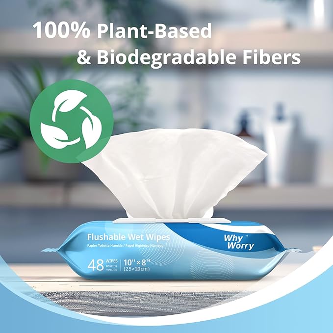 WhyWorry Flushable Wipes for Adults, Extra Large 8"x10" Butt Wipes for Toilet & - Image 5