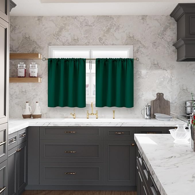 BGment Emerald Green Blackout Curtains 36 Inch Length - Image 2
