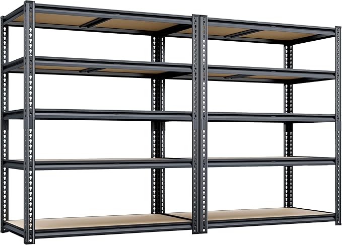 72"H Storage Shelves heavy duty, 2000LBS Garage Shelving, 5 Tier Metal Shelving by Unknown