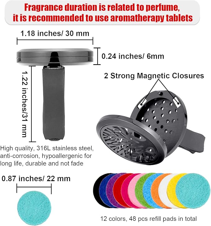 2 Pieces 316L Car Aromatherapy Oil Diffuser Air Freshener - Image 2