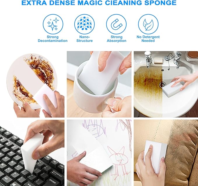 50 Pack Melamine Sponges, Magic Sponge Eraser, Durable Multi-Purpose Premium - Image 2