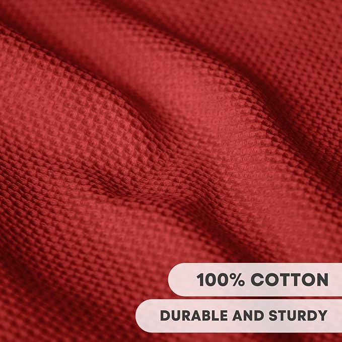 Artoid Mode 100% Cotton Dark Red Waffle Weave Kitchen Dish Cloths, 13x28 Inch - Image 3