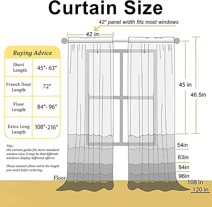 Chyhomenyc White Sheer Curtains 54 Inch Long 2 Panels Set, Short Voile Rod - Image 7