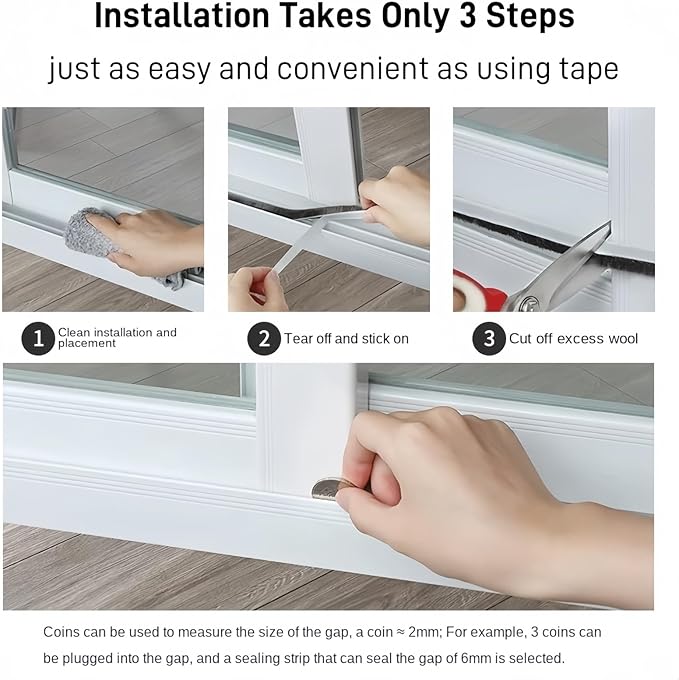 33 Ft Self-Adhesive Weather Stripping Door Seal Strip - Image 7