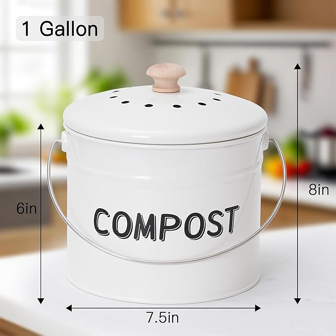 Compost Bin for Kitchen Counter, 1 Gallon Compost Bucket - Image 2