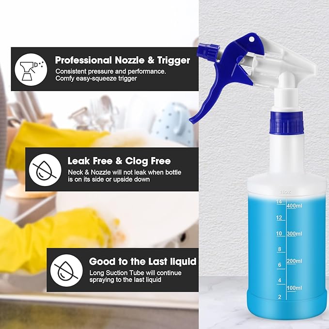 Eccliy 12 Pcs 16 Oz Plastic Spray Bottle, Adjustable Empty Reusable Sprayer - Image 3