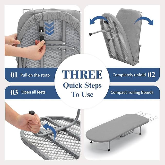 Small Ironing Board with Iron Holder, RAINHOL Countertop Mini Ironing Board - Image 6