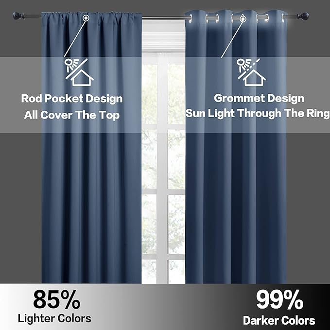 RYB HOME Short Kitchen Curtains, Room Darkening Drapes Thermal Insulated Small - Image 6