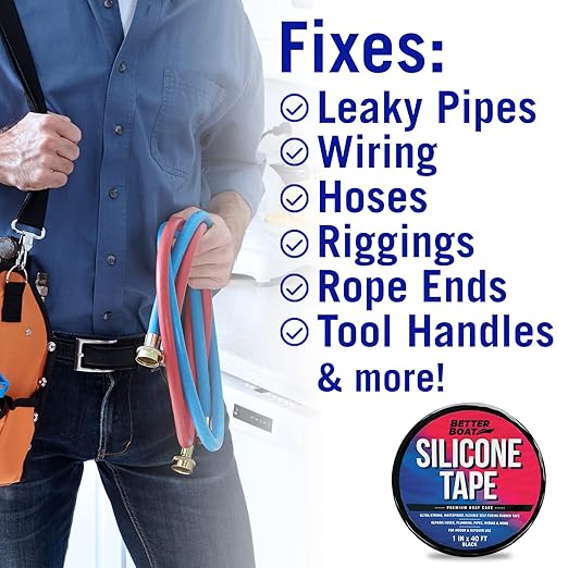 Black Heavy Duty Silicone Tape, Self-Fusing Rubber Hose and Plumbing Water Pipe - Image 4