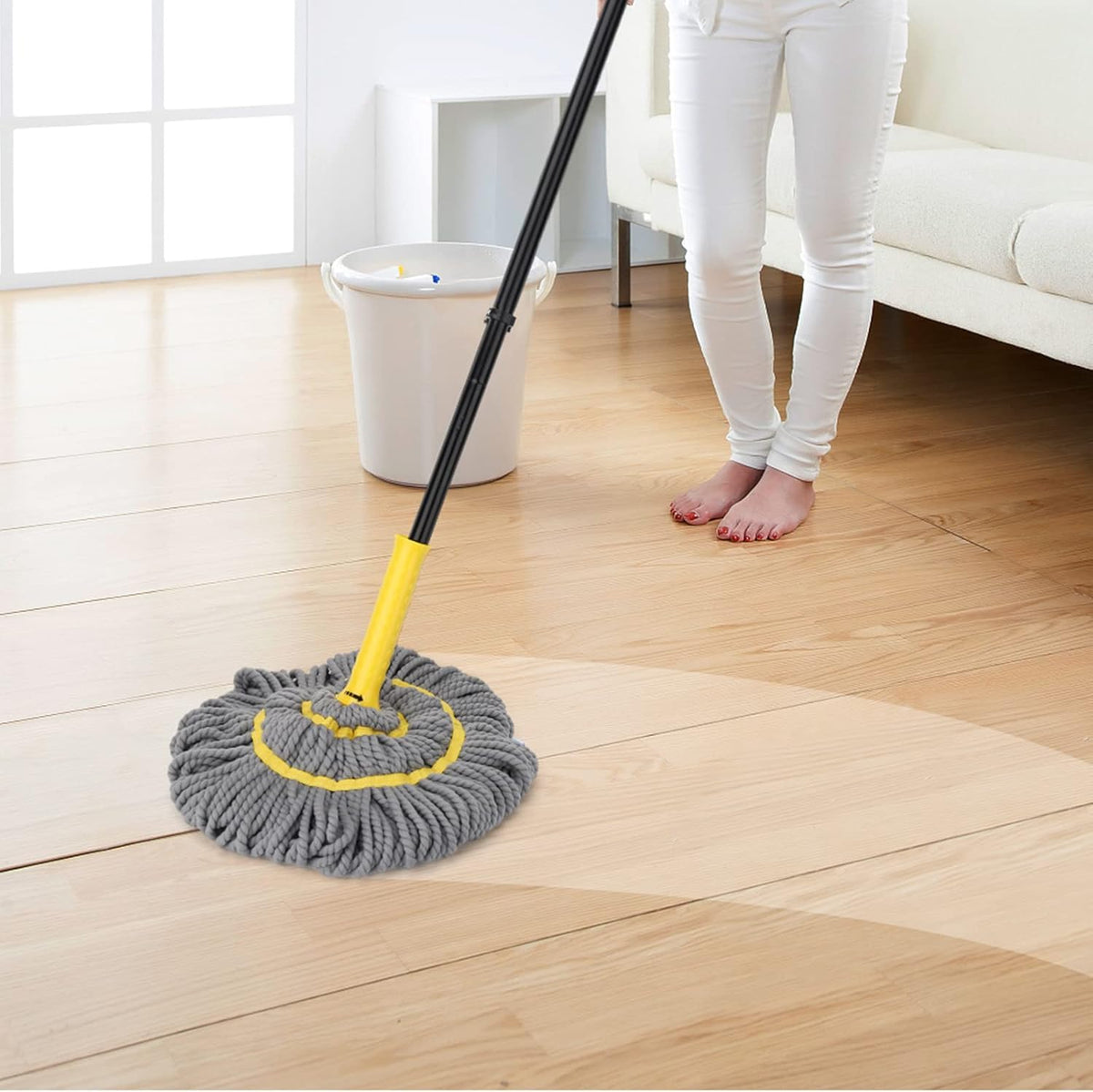 Self-Wringing Twist Mop, Microfiber Floor Mop 57" Long Handle, Gray