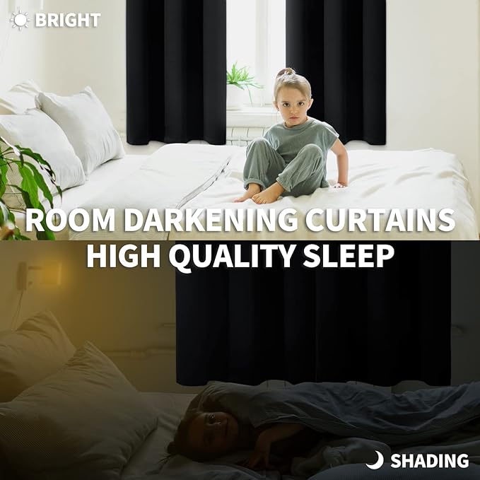 BGment Black Blackout Curtains 40 Inch Long - Image 3