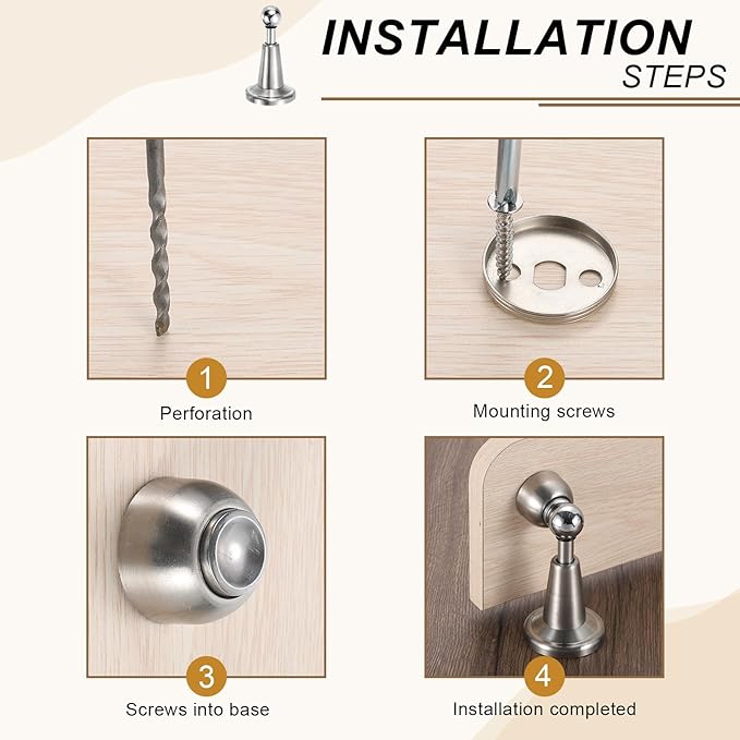 uxcell 6Pcs Magnetic Door Stopper, 304 Stainless Steel Magnetic Door Stop Catch - Image 5