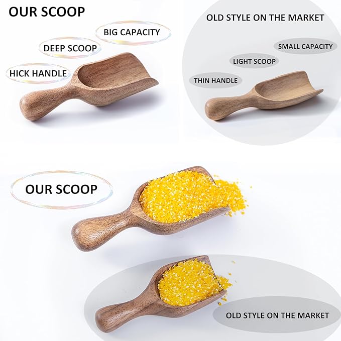 Wooden Scoops for Canisters 6PCS Acacia Wooden Scoop for Jars Mini Measuring - Image 6