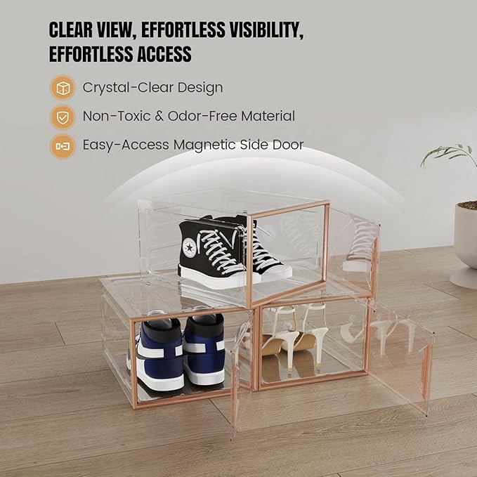 Shoe Storage Boxes Stackable, X-Large Plastic Clear Shoe Organizers - Image 4
