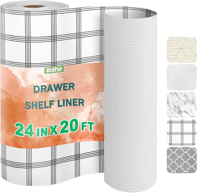 OcePor Non-Adhesive Drawer and Shelf Liner 24IN x 20FT，Non Slip Cabinet and by OcePor