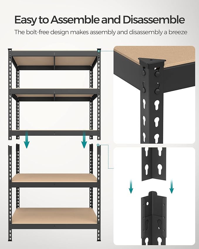 SONGMICS 5-Tier Storage Shelves, Load 2310 lb, Boltless Assembly, Adjustable - Image 6