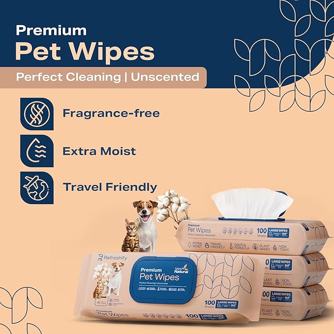 Pet Wipes for Dogs and Cats Plant Based – Unscented Dog Wipes for Paws and Butt - Image 2