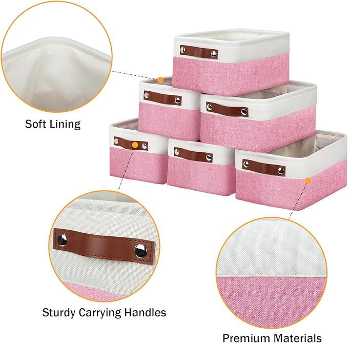 DULLEMELO Small Storage Baskets 6 Pack, Fabric Collapsible Gift Storage Baskets - Image 6