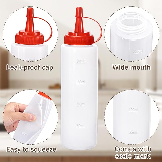 Condiment Squeeze Bottles Ketchup Dispenser, 4 Pack 8oz Squeeze Bottles - Image 3