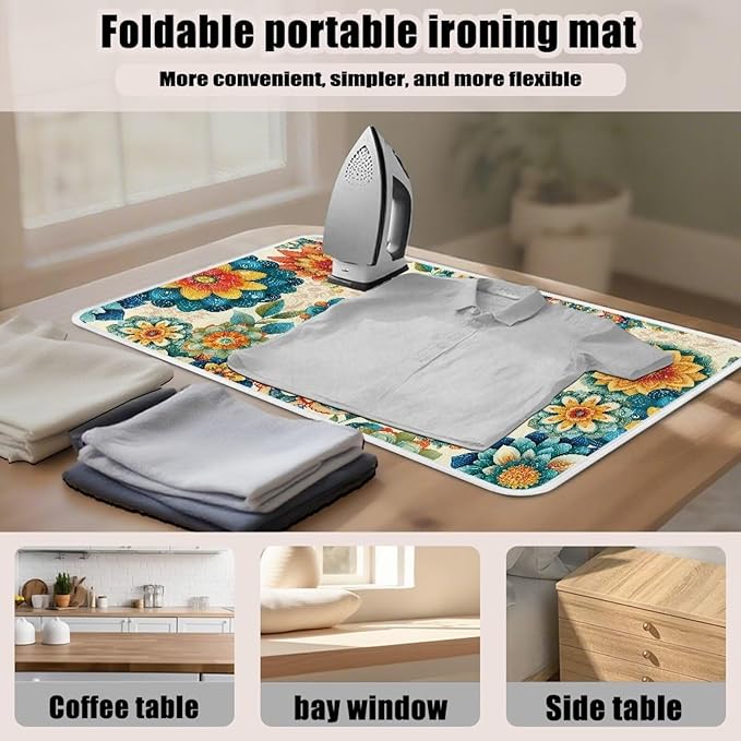 Boho Ironing Mat Foldable Ironing Pad Portable Board Iron Board Alternative - Image 6