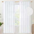 YoungsTex White Linen Semi Sheer Curtains 72 Inch Length 2 Panels by YoungsTex