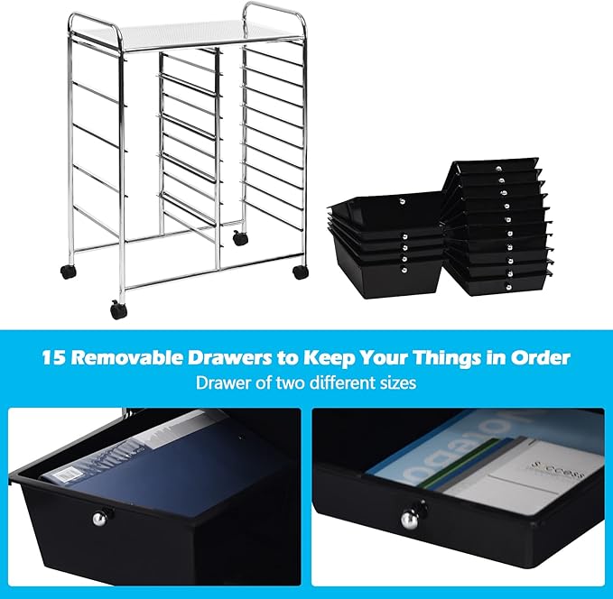 GOFLAME 15-Drawer Rolling Storage Cart, Utility Cart - Image 6