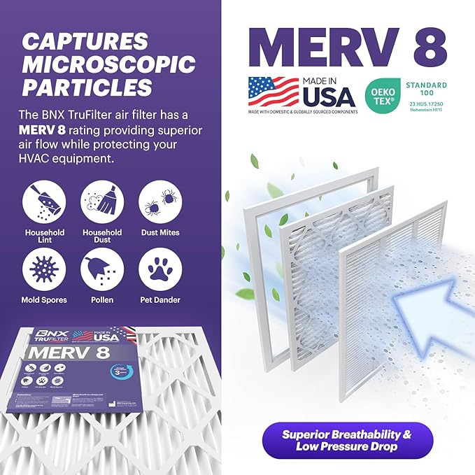 BNX TruFilter 24x24x1 Air Filter MERV 8 - Image 3