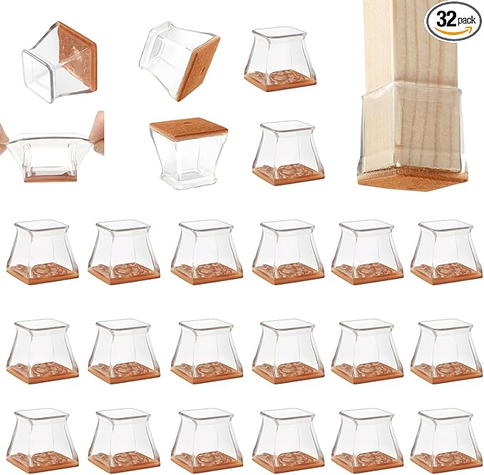 CHUNZEXI 32 Pack Square Chair Leg Floor Protectors by CHUNZEXI