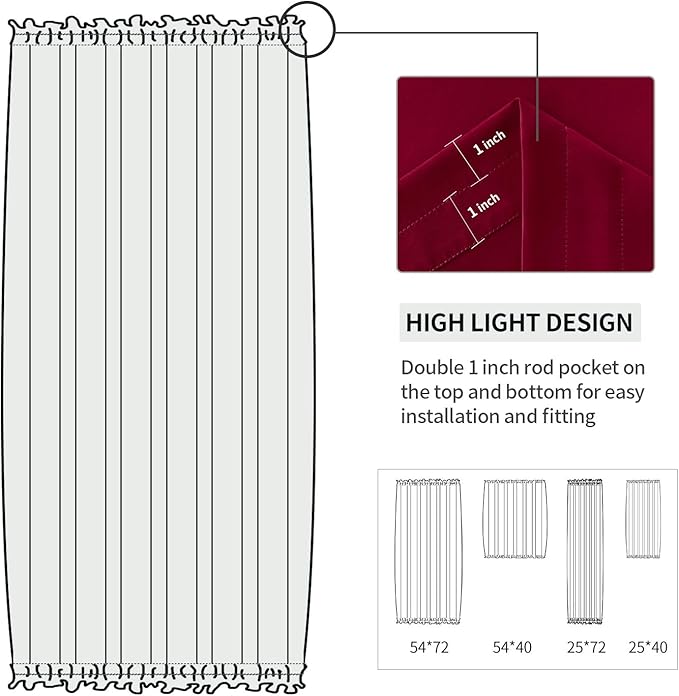 DWCN French Door Curtains – Rod Pocket Thermal Blackout Curtain - Image 3