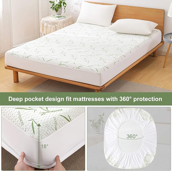 Twin Mattress Protector Waterproof Mattress Pad Washable Bamboo Rayon Mattress - Image 5