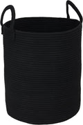 Black Cotton Rope Laundry Basket Hamper by XUANGUO