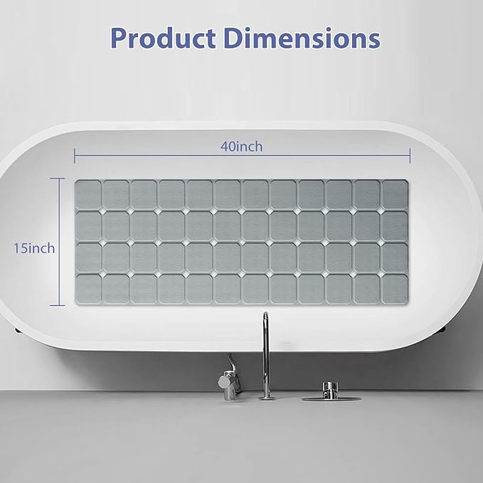 Bathtub Mat Non Slip Silicone Foldable Extra Long Tub Mat Strong Suction Cups & - Image 5