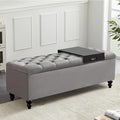 Storage Ottoman 50.2 Inches Upholstered Fabric Storage Ottoman Bench，Button by LivingGiving