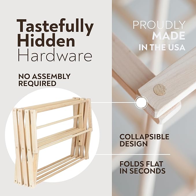 Pennsylvania Woodworks Clothes Drying Rack: Solid Maple Hard Wood Laundry Rack - Image 4