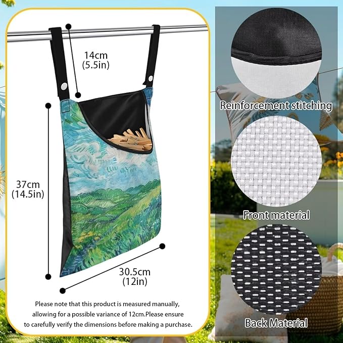Van Gogh Wheatfield Laundry Clothespin Bags Hanging Storage Organizer 12 x 14.5 - Image 6