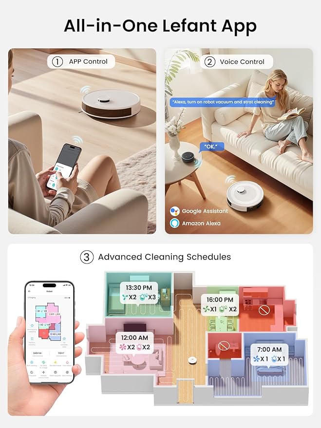 Lefant LiDAR Robot Vacuum and Mop, 45-Day Self-Emptying, 190° PSD Obstacle - Image 9