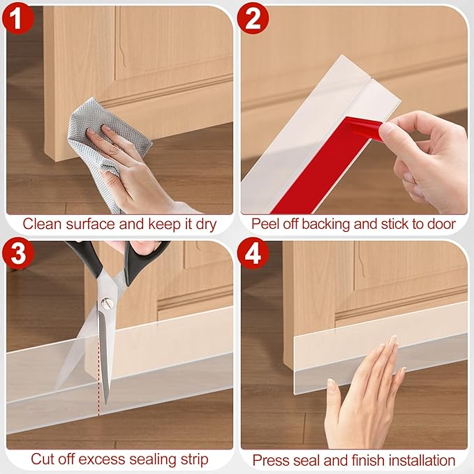 MYFAMIREA Door Weather Stripping 2IN x 20FT Door Draft Stopper Seal Tape - Image 5