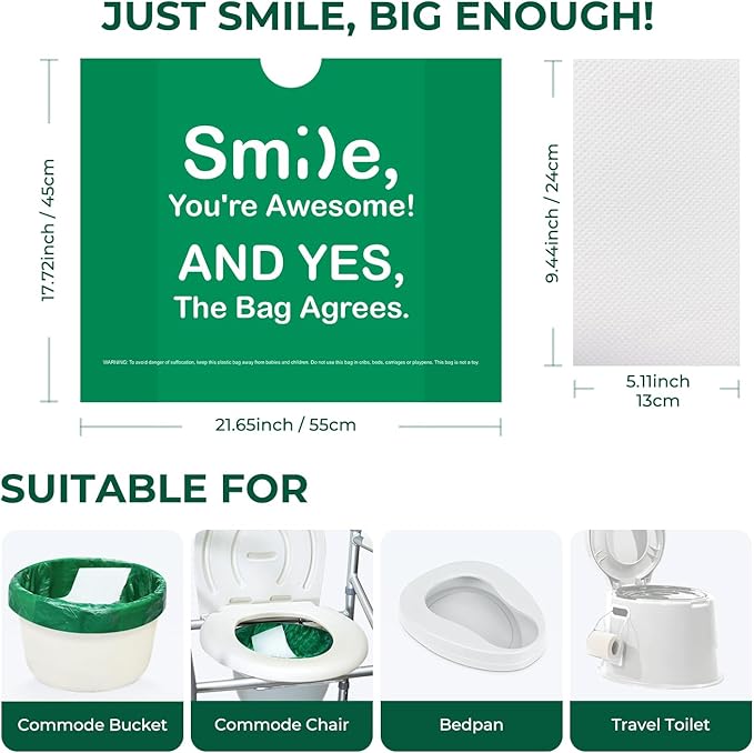 Commode Liners with Absorbent Pads, Universal Disposable Commode/Bed Pan Liners - Image 7
