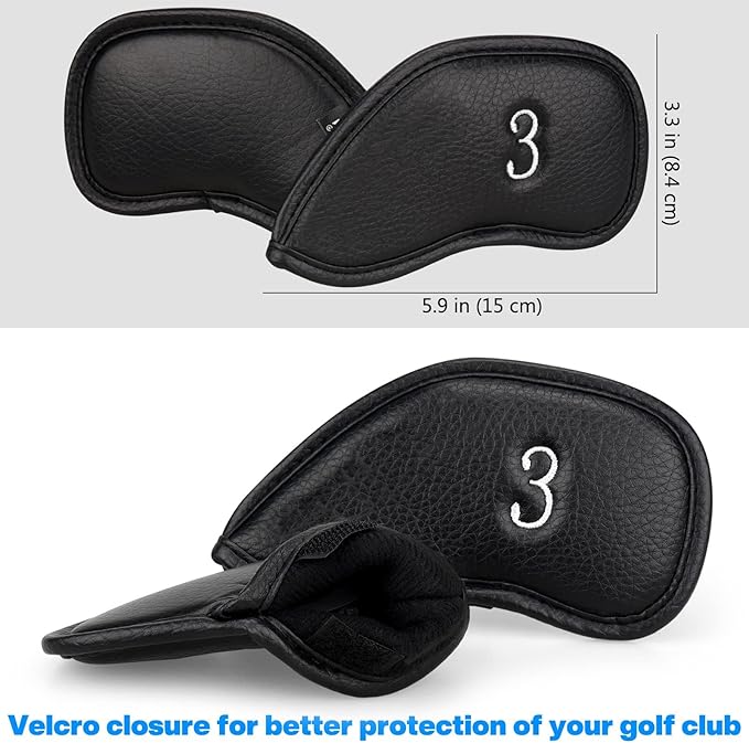 CRAFTSMAN GOLF 12pcs or 1pc Thick Synthetic Leather Golf Iron Head Covers Set - Image 3
