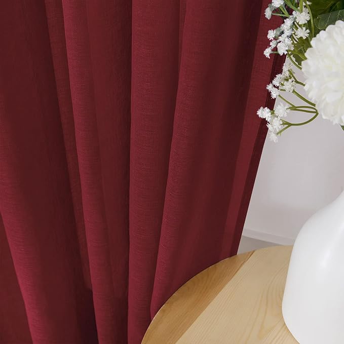 Tollpiz Sheer Tier Curtains Kitchen Linen Textured Half Curtain Sheers Light - Image 3