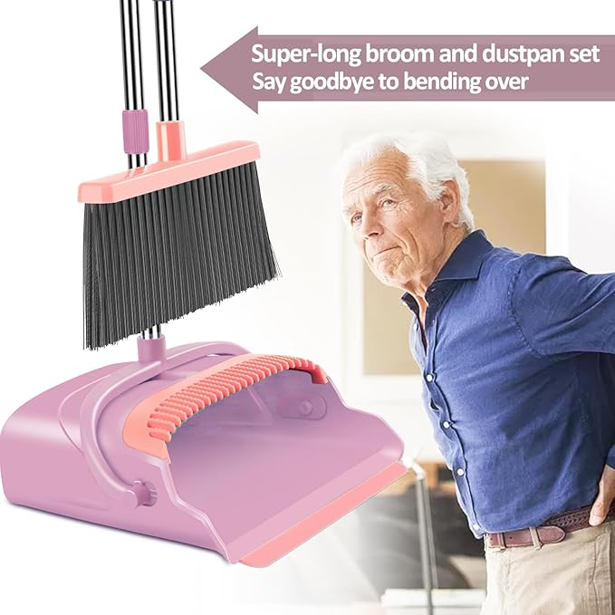 kelamayi Broom and Dustpan Set for Home, Indoor&Outdoor Sweeping, Stand Up - Image 4