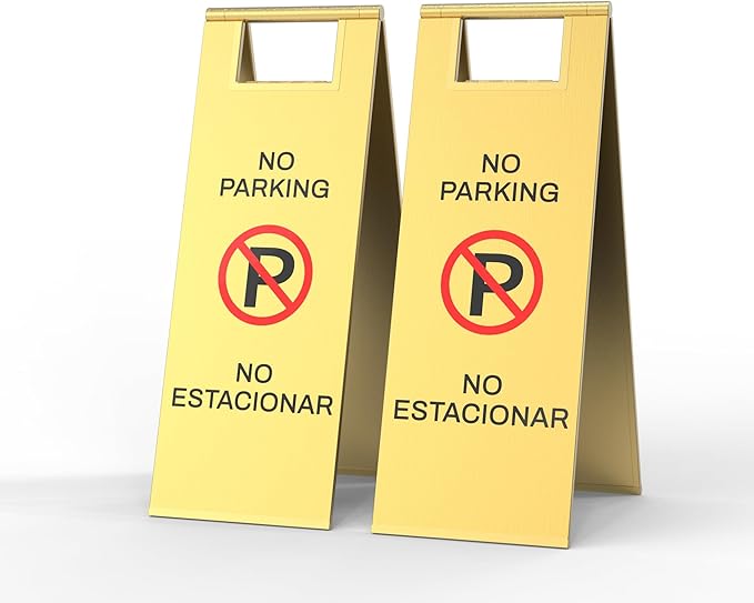 Stainless Steel No Parking Sign Portable Foldable Handle 2-Pack by CrazyAnt