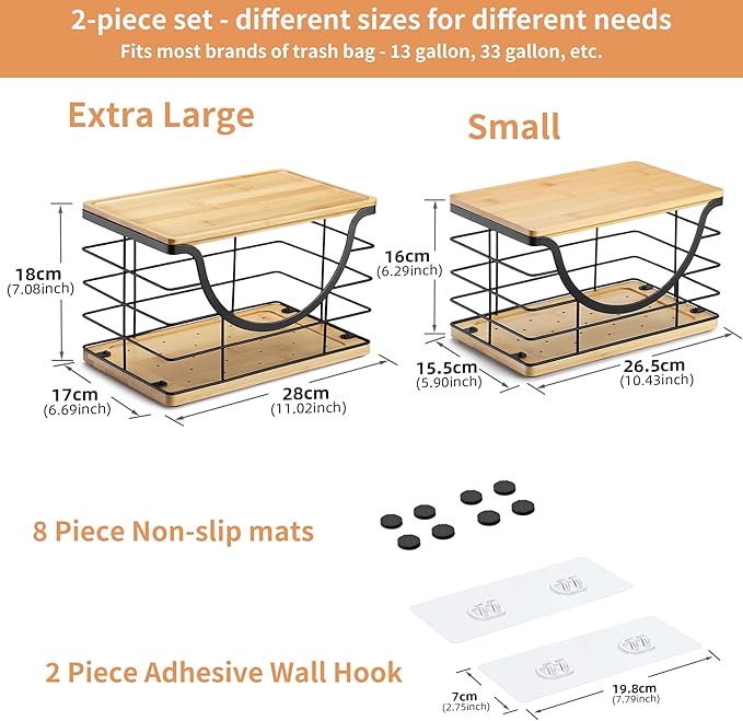Extra Large Trash Bag Holder Stackable Kitchen Storage, 2 Pack Wall Mounted - Image 7