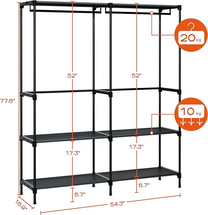 Clothes Rack, Portable Closet, 54.3 Inch Large Capacity Wardrobe Closet - Image 3