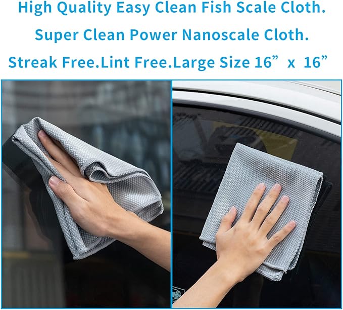 Nanoscale Cleaning Cloth, Easy Clean Fish Scale Microfiber Glass Cleaning - Image 2