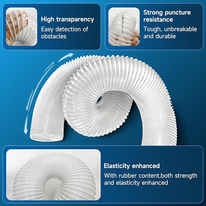 Hon&Guan 2 1/2" x 20' Dust Collection Hose, Flexible Clear Odorless PVC Dust - Image 3