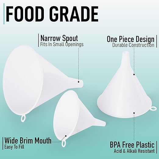 Zulay Kitchen 3-Piece Plastic Funnel Set - Image 2