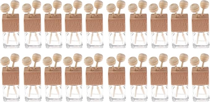 20 Pack, 8ml Clear Glass Car Air Freshener Perfume Clip Diffuser, Empty by Furnido